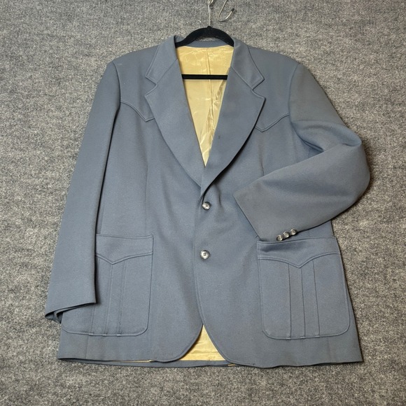 Lee Other - Vintage Lee Western Blazer Mens 46R Slate Blue Cowboy Sport Coat Made in USA
